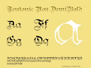 Teutonic No3 DemiBold Version 1.0; 2002; initial release图片样张