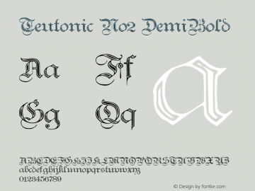 Teutonic No2 DemiBold Version 1.0; 2002; initial release图片样张