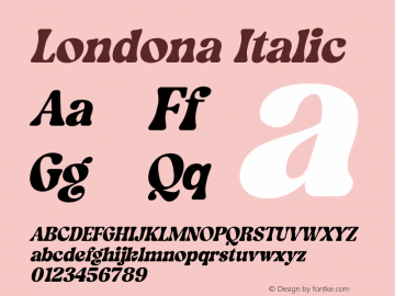 Londona Italic Version 1.00;May 18, 2023;FontCreator 13.0.0.2637 64-bit图片样张