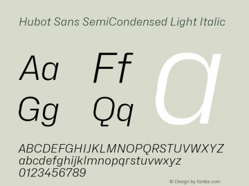 Hubot Sans SemiCondensed Light Italic Version 1.000 | FøM Fix图片样张