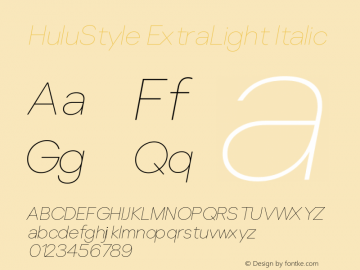 HuluStyle ExtraLight Italic Version 1.000 | FøM Fix图片样张