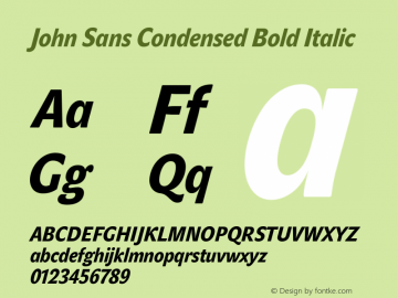 John Sans Condensed Bold Italic Version 1.000图片样张