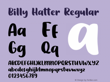 Billy Hatter Version 1.00;April 25, 2022;FontCreator 11.5.0.2427 32-bit图片样张