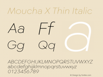 Moucha X Thin Italic Version 1.000图片样张