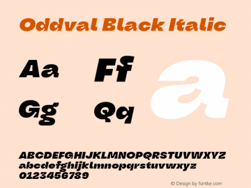 Oddval Black Italic Version 1.000 | FøM Fix图片样张