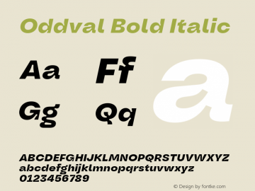 Oddval Bold Italic Version 1.000 | FøM Fix图片样张