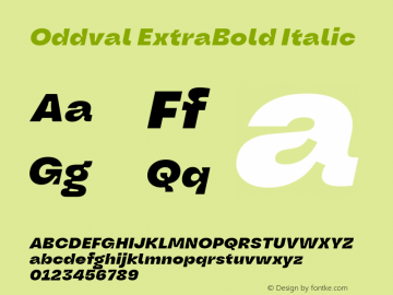 Oddval ExtraBold Italic Version 1.000 | FøM Fix图片样张