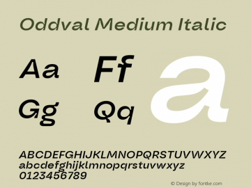Oddval Medium Italic Version 1.000 | FøM Fix图片样张