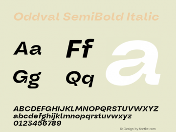 Oddval SemiBold Italic Version 1.000 | FøM Fix图片样张