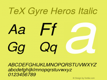 TeXGyreHeros-Italic Version 1.103;PS 1.103;hotconv 1.0.49;makeotf.lib2.0.14853图片样张