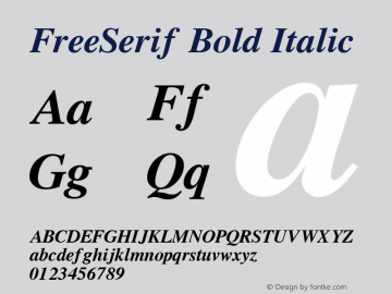 FreeSerif Bold Italic Version 0412.2268图片样张