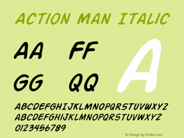 Action Man Italic ver 1.0; 2000. Freeware for non-commercial use.图片样张