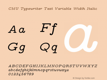 CMU Typewriter Text Variable Width Italic Version 0.7.0图片样张