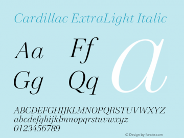 Cardillac ExtraLight Italic Version 1.000图片样张