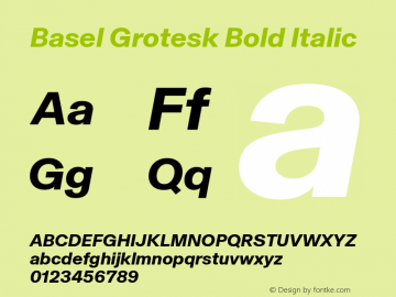 Basel Grotesk Bold Italic Version 1.005图片样张
