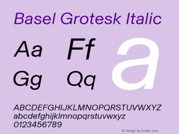 Basel Grotesk Italic Version 1.005图片样张