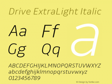 Drive ExtraLight Italic Version 1.407图片样张