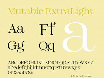 Mutable ExtraLight Version 1.000;Glyphs 3.2 (3187)图片样张