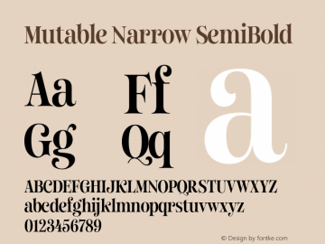 Mutable Narrow SemiBold Version 1.000;Glyphs 3.2 (3187)图片样张