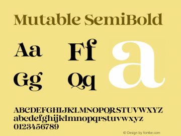 Mutable SemiBold Version 1.000;Glyphs 3.2 (3187)图片样张