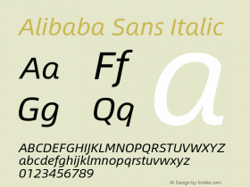 Alibaba Sans Italic Version 1.02图片样张