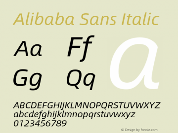 Alibaba Sans Italic Version 1.02图片样张