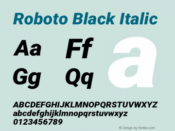Roboto Black Italic Version 2.001171; 2014图片样张