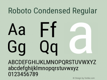 Roboto Condensed Regular Version 2.000980; 2014图片样张