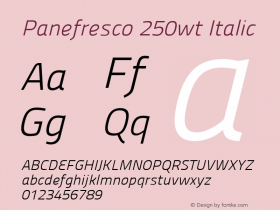 Panefresco 250wt Italic Version 1.000图片样张