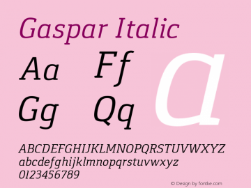 Gaspar-Italic Version 1.000 2012 initial release图片样张