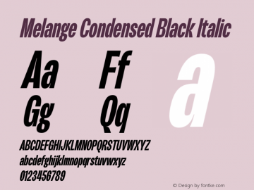 Melange Condensed Black Italic Version 1.000图片样张