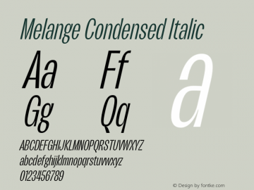 Melange Condensed Italic Version 1.000图片样张