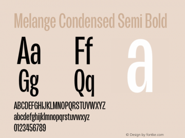 Melange Condensed Semi Bold Version 1.000图片样张