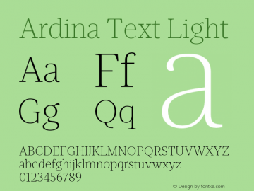 Ardina Text Light Version 1.001;PS 001.001;hotconv 1.0.70;makeotf.lib2.5.58329图片样张