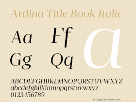 Ardina Title Book Italic Version 1.001;PS 001.001;hotconv 1.0.70;makeotf.lib2.5.58329图片样张