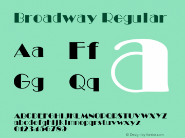 Broadway Regular Altsys Fontographer 3.5  11/23/92图片样张