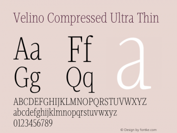 Velino Compressed Ultra Thin Version 1.001;PS 001.001;hotconv 1.0.70;makeotf.lib2.5.58329图片样张