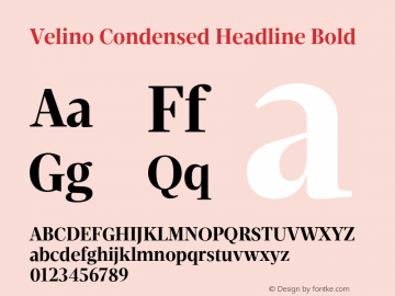 Velino Condensed Headline Bold Version 1.001;PS 001.001;hotconv 1.0.70;makeotf.lib2.5.58329图片样张