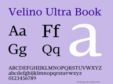 Velino Ultra Book Version 1.001;PS 001.001;hotconv 1.0.70;makeotf.lib2.5.58329图片样张