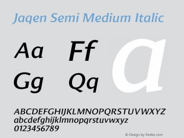 Jaqen Semi Medium Italic Version 001.001 June 2020图片样张