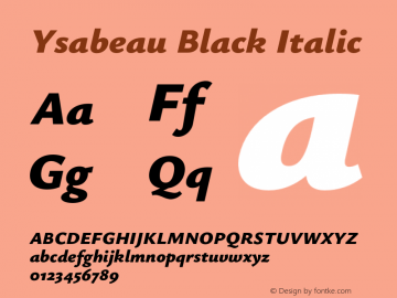 Ysabeau Black Italic Version 2.001;Glyphs 3.2 (3192)图片样张