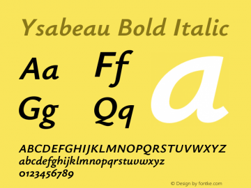 Ysabeau Bold Italic Version 2.001;Glyphs 3.2 (3192)图片样张