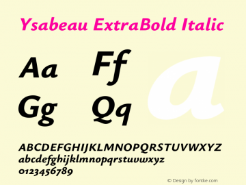 Ysabeau ExtraBold Italic Version 2.001;Glyphs 3.2 (3192)图片样张