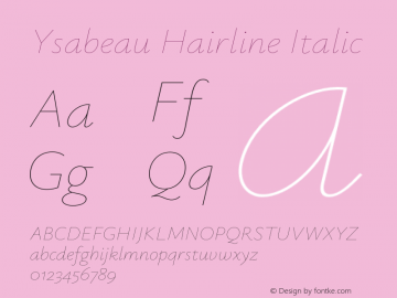 Ysabeau Hairline Italic Version 2.001;Glyphs 3.2 (3192)图片样张