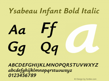 Ysabeau Infant Bold Italic Version 2.001;Glyphs 3.2 (3192)图片样张