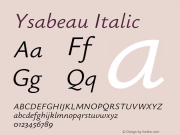Ysabeau Italic Version 2.001;Glyphs 3.2 (3192)图片样张