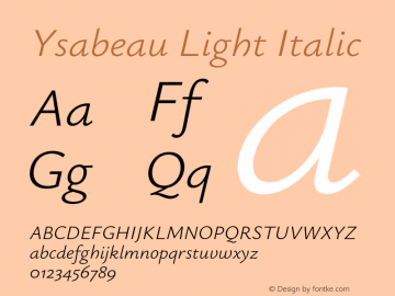 Ysabeau Light Italic Version 2.001;Glyphs 3.2 (3192)图片样张