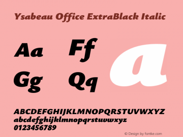 Ysabeau Office ExtraBlack Italic Version 2.001;Glyphs 3.2 (3192)图片样张
