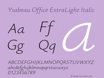 Ysabeau Office ExtraLight Italic Version 2.001;Glyphs 3.2 (3192)图片样张
