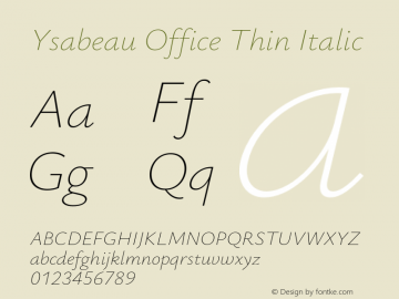 Ysabeau Office Thin Italic Version 2.001;Glyphs 3.2 (3192)图片样张